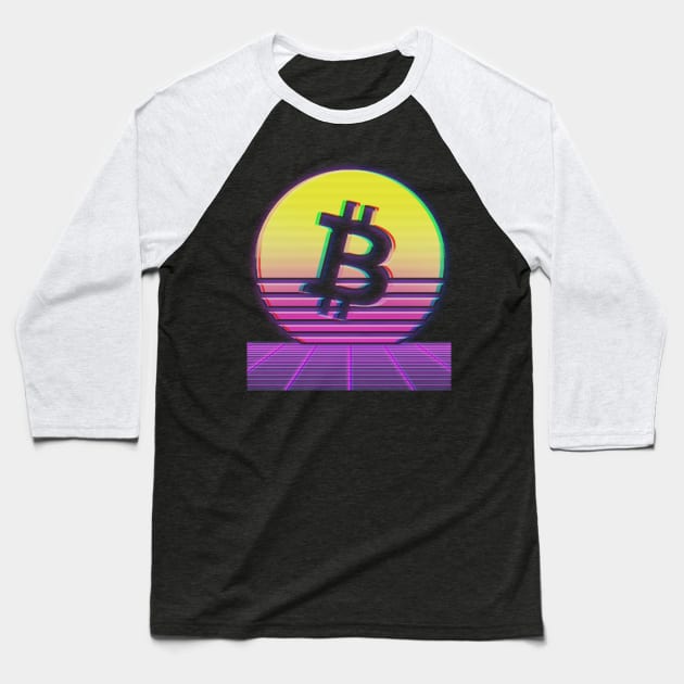 Bitcoin Retro Vaporwave Baseball T-Shirt by The Libertarian Frontier 